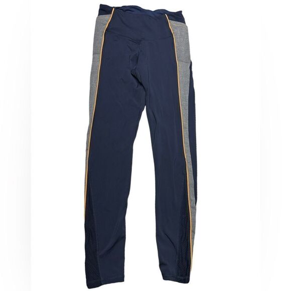 Champion Leggings with Deep Pockets Navy Blue Gray Sides Gym Workout Running - Picture 1 of 9